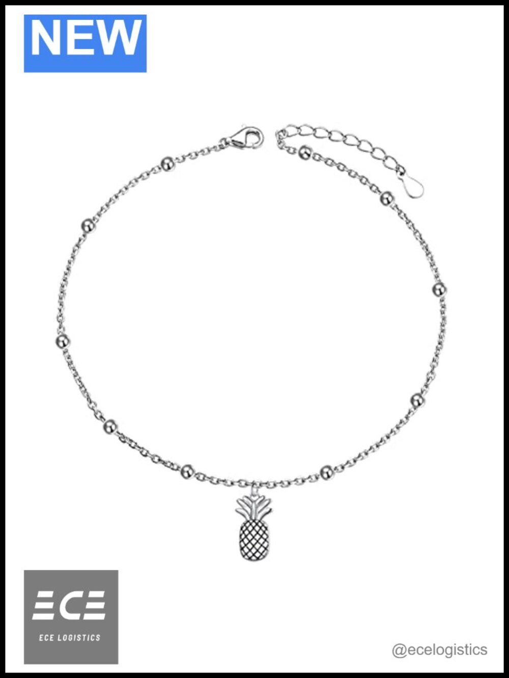 S925 Sterling Silver Pineapple Anklet Adjustable Chain Ankle Bracelet